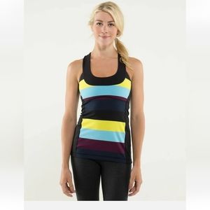 Lululemon Scoop Neck Tank in Pow Stripe Split Pea/Black